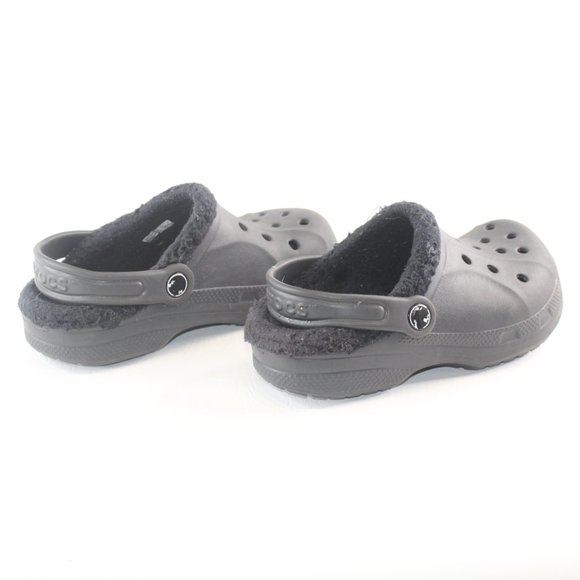 Crocs Black Classic Clogs Faux Fur Lining Junior Child Youth Shoes #128 - Picture 5 of 8